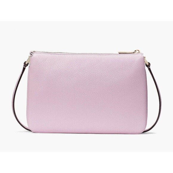 New Kate Spade Leila Pebble Leather Triple Gusset Crossbody Quartz Pink - Picture 4 of 5